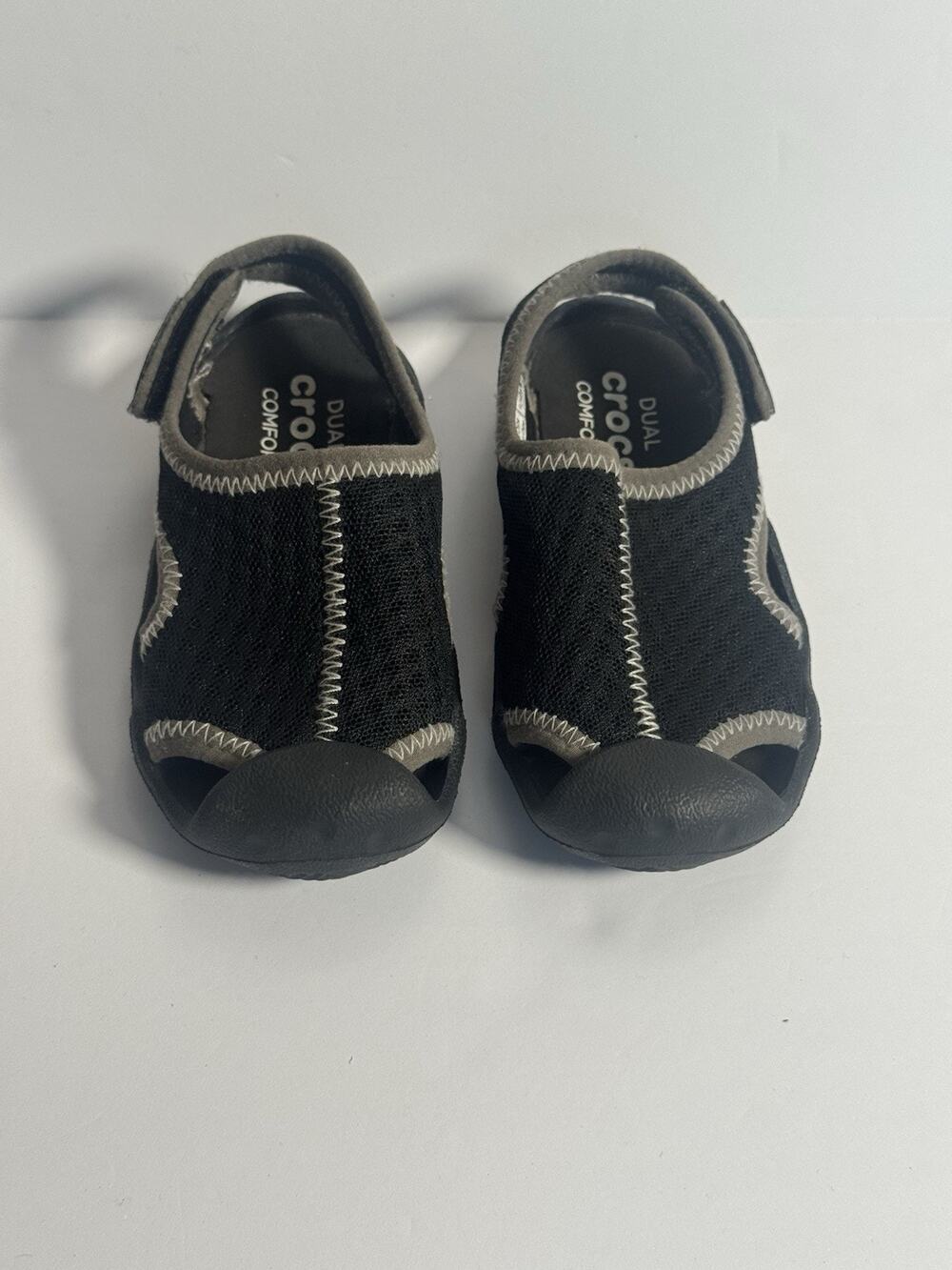 Crocs Dual Comfort Water Shoes Black Gray Toddler Size 8 Beach Swim